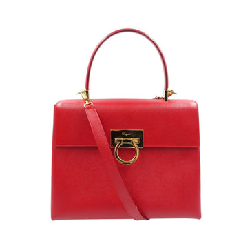 Salvatore Ferragamo Handbag Af-21 0290 Leather Red Gancini Women