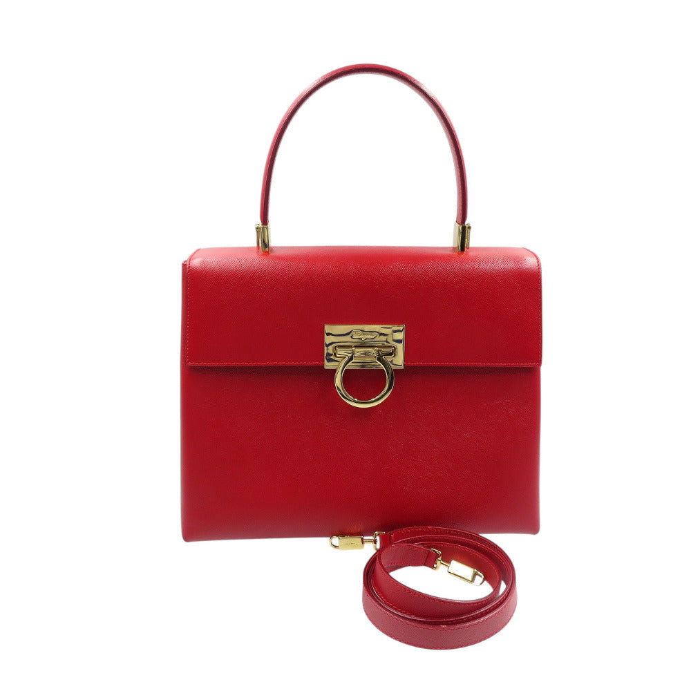Salvatore Ferragamo Handbag Af-21 0290 Leather Red Gancini Women