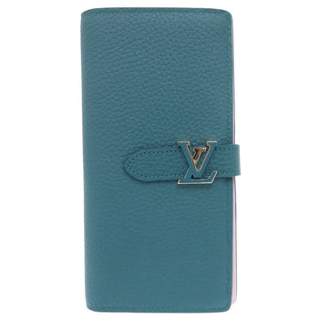 Louis Vuitton Long Wallet Purse M81499 Leather Blue Lvvertical Wallet Women