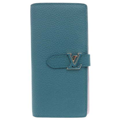 Louis Vuitton Long Wallet Purse M81499 Leather Blue Lvvertical Wallet Women