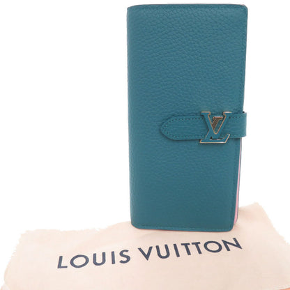 Louis Vuitton Long Wallet Purse M81499 Leather Blue Lvvertical Wallet Women