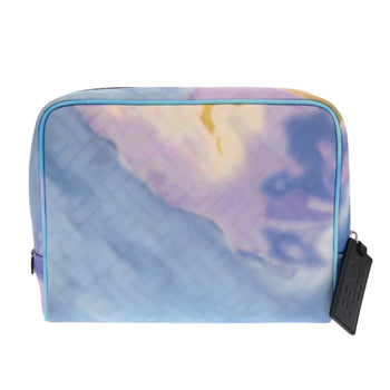Fendi Business Bag 7N0116 Fabric , Calfskin Light Blue Zucca Pattern Marble Ff Logo Pouch