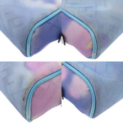 Fendi Business Bag 7N0116 Fabric , Calfskin Light Blue Zucca Pattern Marble Ff Logo Pouch
