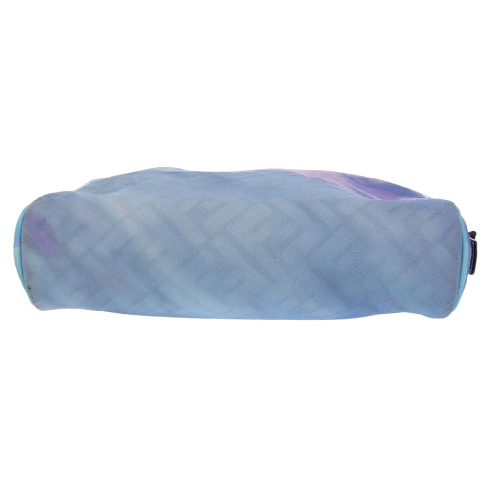 Fendi Business Bag 7N0116 Fabric , Calfskin Light Blue Zucca Pattern Marble Ff Logo Pouch