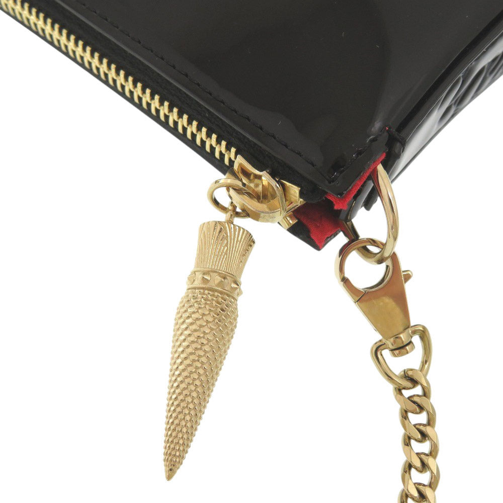 Christian Louboutin Shoulder Bag Patent Leather Black Chainshoulder Bag Women