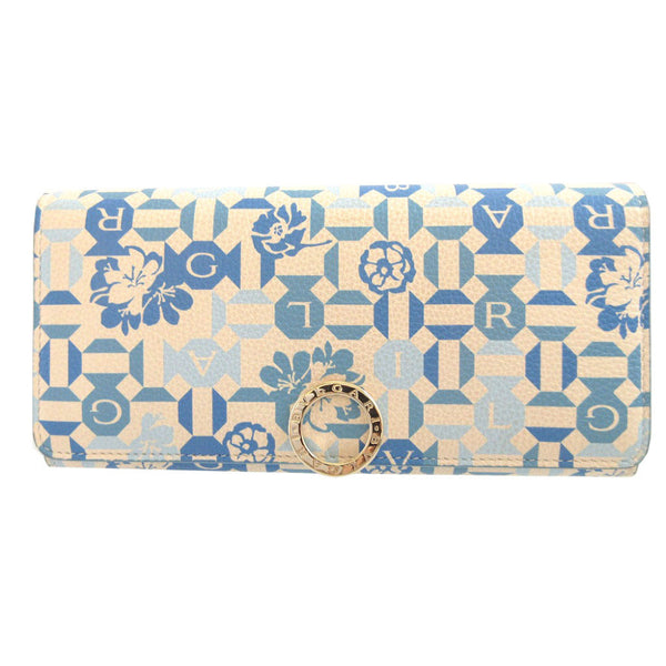 Bvlgari Long Wallet Purse Leather White Two Fold Bulgari Bulgari Unisex(Unisex)