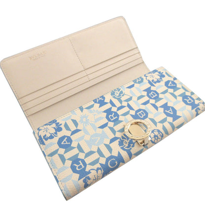 Bvlgari Long Wallet Purse Leather White Two Fold Bulgari Bulgari Unisex(Unisex)