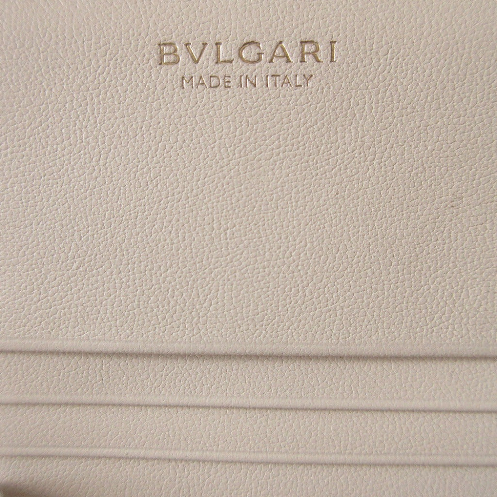 Bvlgari Long Wallet Purse Leather White Two Fold Bulgari Bulgari Unisex(Unisex)