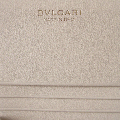 Bvlgari Long Wallet Purse Leather White Two Fold Bulgari Bulgari Unisex(Unisex)