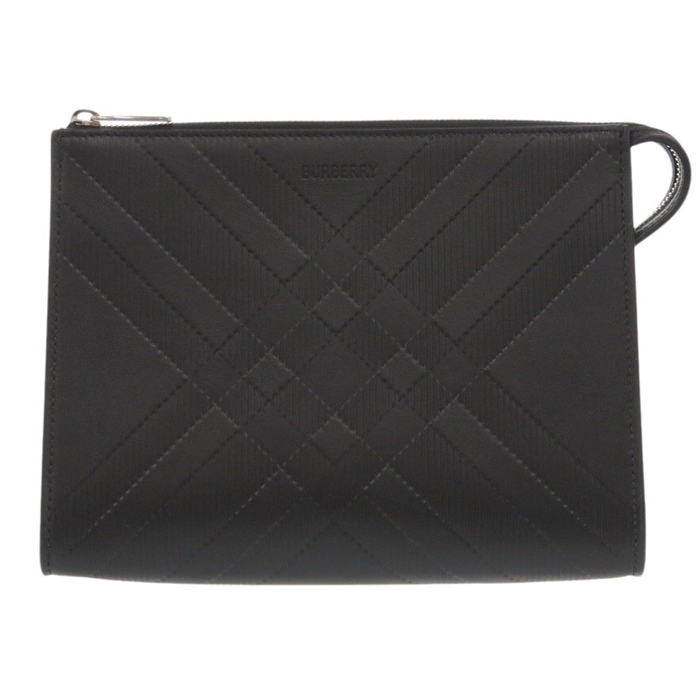 Burberry Clutch Bag Leather Black Pouch Mens