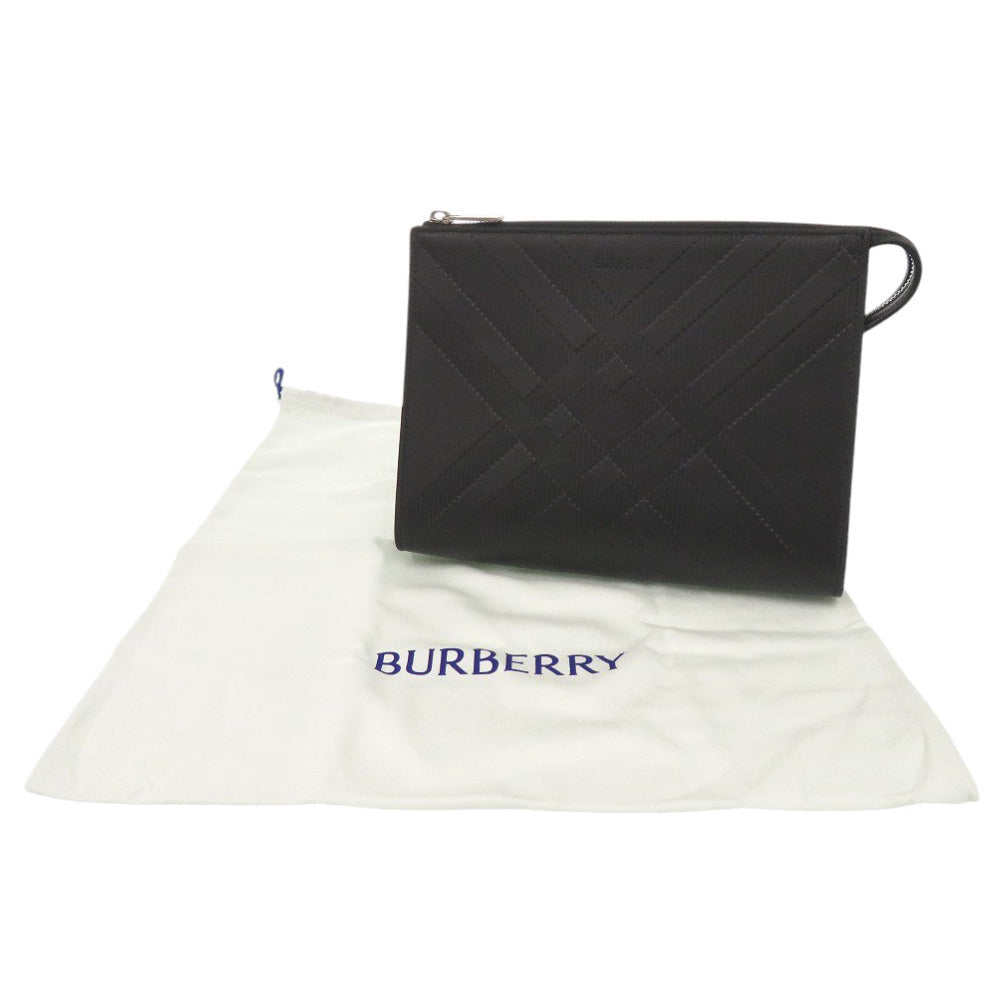 Burberry Clutch Bag Leather Black Pouch Mens