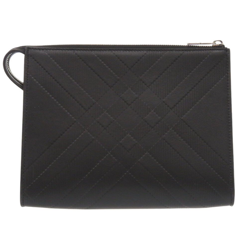 Burberry Clutch Bag Leather Black Pouch Mens