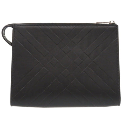 Burberry Clutch Bag Leather Black Pouch Mens