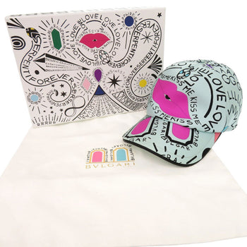 Bvlgari Cap Silk, Cotton, Leather Multicolor Store Limited Pop-Up Cone Onomatopoeia Bulgari