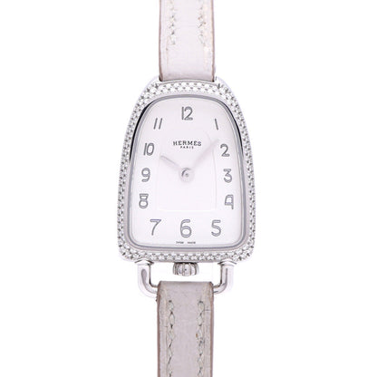 Hermes Watches Quartz Ga1.130 Stainless Steel, Diamond White Galop D'Herms Mm White Dial
