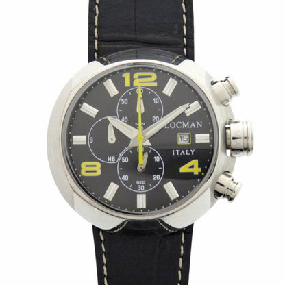 Locman Watches Quartz Ref420 Stainless Steel , Embossed Leather Black Quartz Black Dial Mens