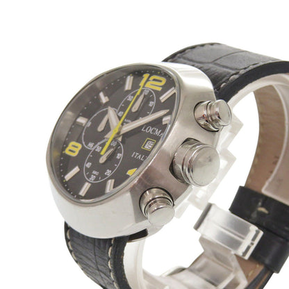 Locman Watches Quartz Ref420 Stainless Steel , Embossed Leather Black Quartz Black Dial Mens