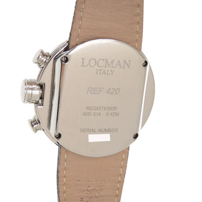 Locman Watches Quartz Ref420 Stainless Steel , Embossed Leather Black Quartz Black Dial Mens
