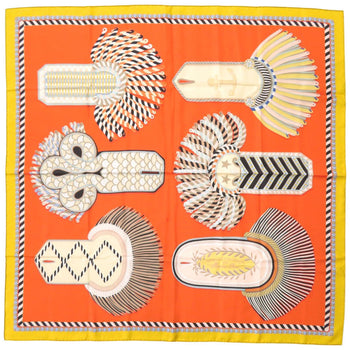 Hermes Scarf Silk Orange Carre90 Double Face Gala Epaulettes