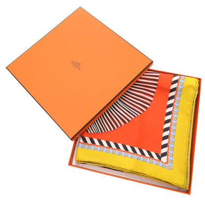 Hermes Scarf Silk Orange Carre90 Double Face Gala Epaulettes