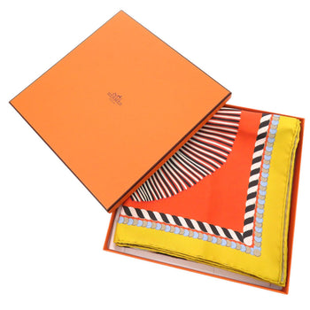 Hermes Scarf Silk Orange Carre90 Double Face Gala Epaulettes