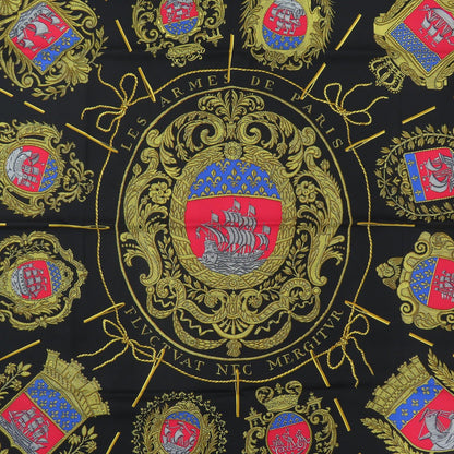 Hermes Scarf Silk Black Carre90 Les Armes De Paris Coat Of Arms Of Paris Women