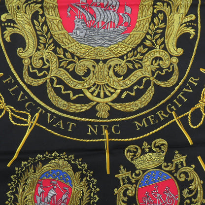 Hermes Scarf Silk Black Carre90 Les Armes De Paris Coat Of Arms Of Paris Women