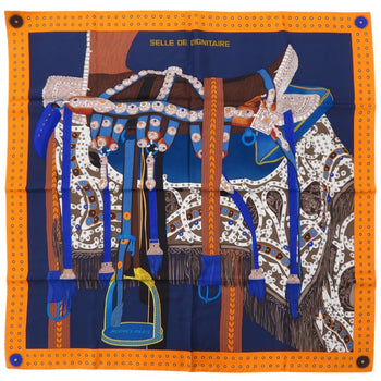 Hermes Scarf Silk Orange Carre90 Dignitaire Saddle Of The Dignitary Women
