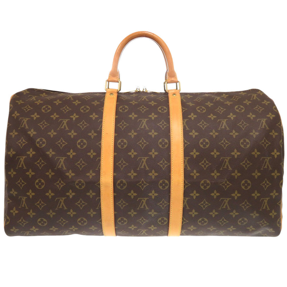 Louis Vuitton Boston Duffel Bag M41424 Monogram Canvas Brown Monogram Keepall 55 Mens