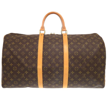 Louis Vuitton Boston Duffel Bag M41424 Monogram Canvas Brown Monogram Keepall 55 Mens