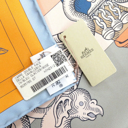 Hermes Scarf Silk Orange Carre90 Double Face Della Cavalleria Women