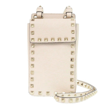 Valentino Garavani Shoulder Bag Leather Light Ivory Rock Studs Women