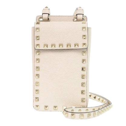 Valentino Garavani Shoulder Bag Leather Light Ivory Rock Studs Women