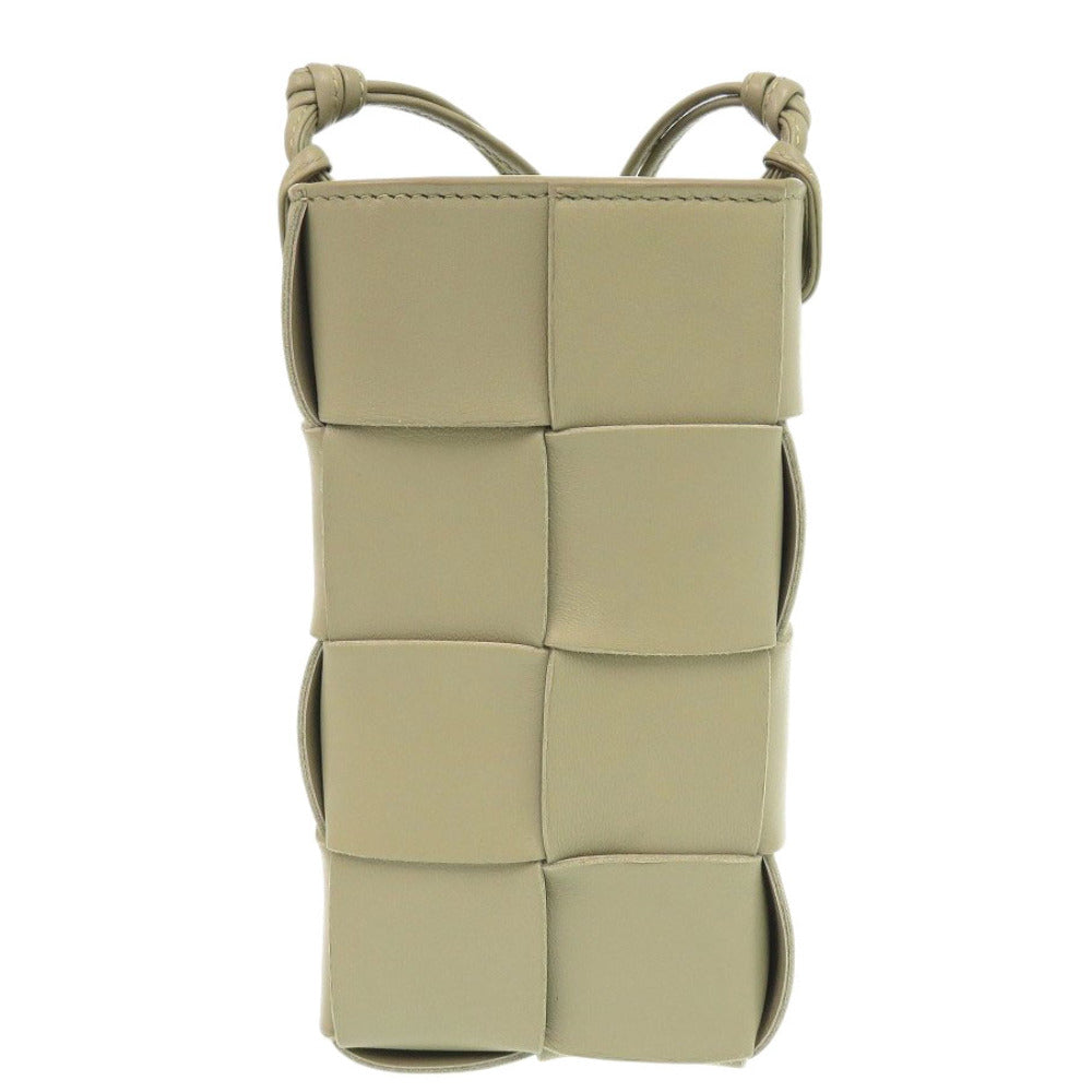 Bottegaveneta Shoulder Bag Leather Khaki Cassette Phone Pouch Women