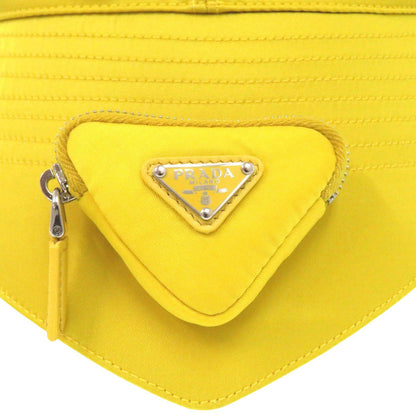Prada Other Hats 2Hc282 Polyamide Yellow With Mini Pouch Re-Nylon Bucket Hat Triangle Plate Mens L