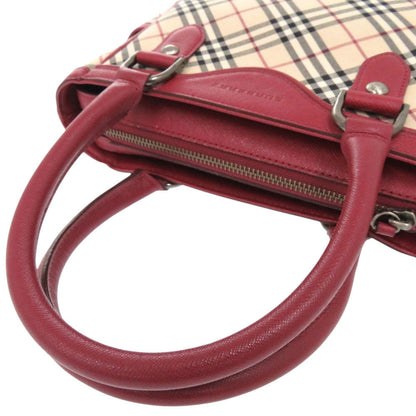 Burberry Handbag Leather, Canvas Red Nova Check Women