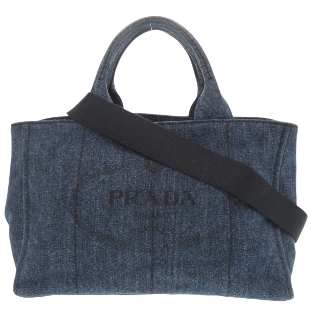 Prada Tote Bag Denim Blue Canapa