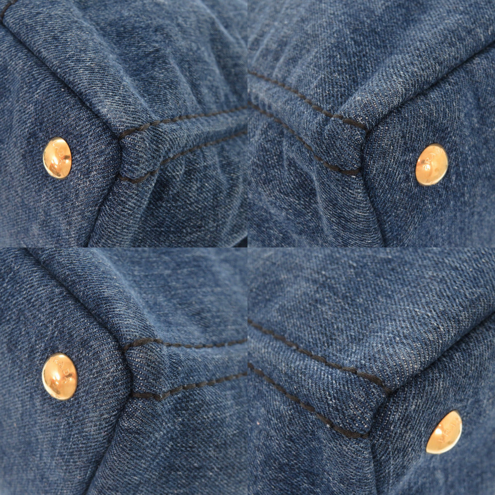Prada Tote Bag Denim Blue Canapa