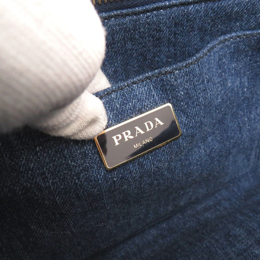 Prada Tote Bag Denim Blue Canapa