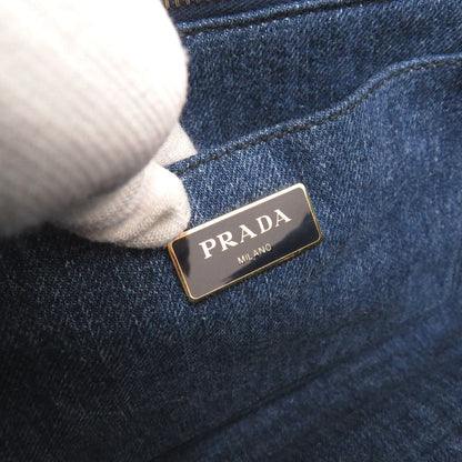 Prada Tote Bag Denim Blue Canapa