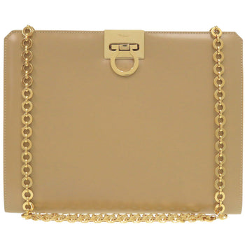 Salvatore Ferragamo Shoulder Bag Bp-21 8753 Calfskin Beige Chainshoulder Gancini Women