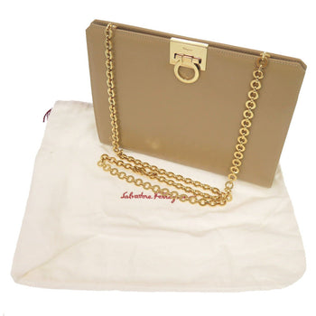 Salvatore Ferragamo Shoulder Bag Bp-21 8753 Calfskin Beige Chainshoulder Gancini Women