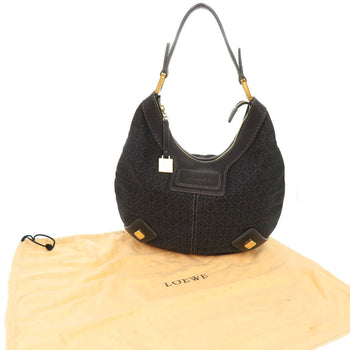 Loewe Shoulder Bag Canvas, Leather Navy One Shoulder Bag Women