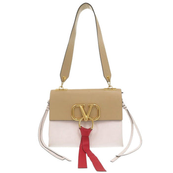 Valentino Garavani Shoulder Bag Leather Beige V Sling Women