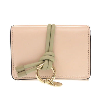 Chloe Tri-Fold Wallet Leather Cement Pink Alphabet Women