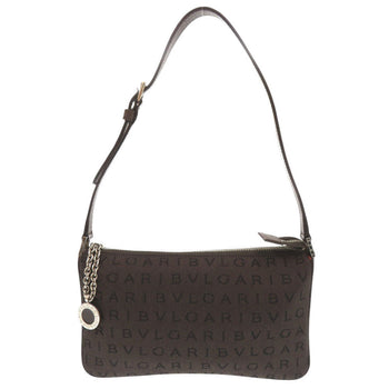 Bvlgari Pouch Canvas, Leather Brown Accessory Pouch Logo Mania Women