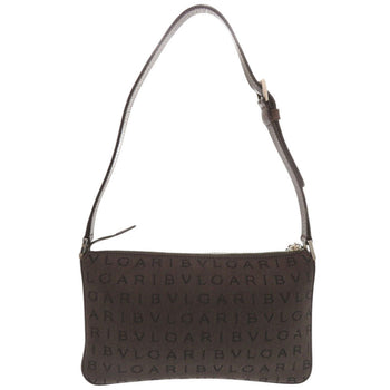 Bvlgari Pouch Canvas, Leather Brown Accessory Pouch Logo Mania Women
