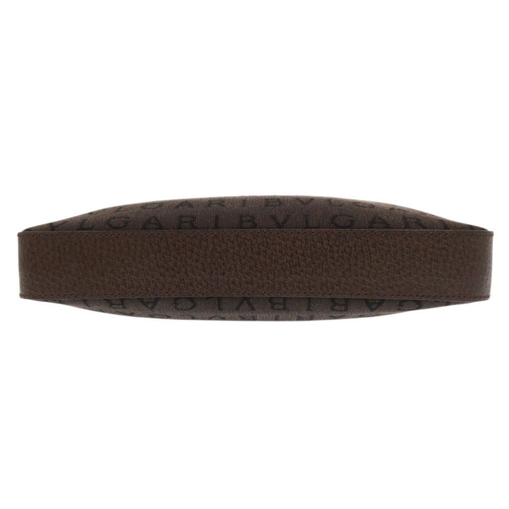 Bvlgari Pouch Canvas, Leather Brown Accessory Pouch Logo Mania Women