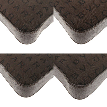 Bvlgari Pouch Canvas, Leather Brown Accessory Pouch Logo Mania Women