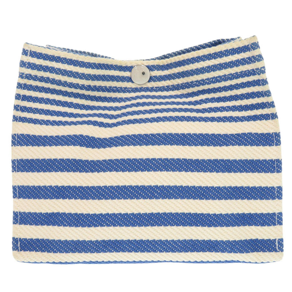 Hermes Pouch Cotton Ivory Stripe Women